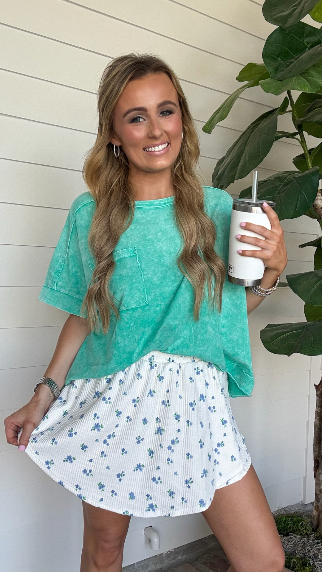 Floral Urban Ribbed Skort