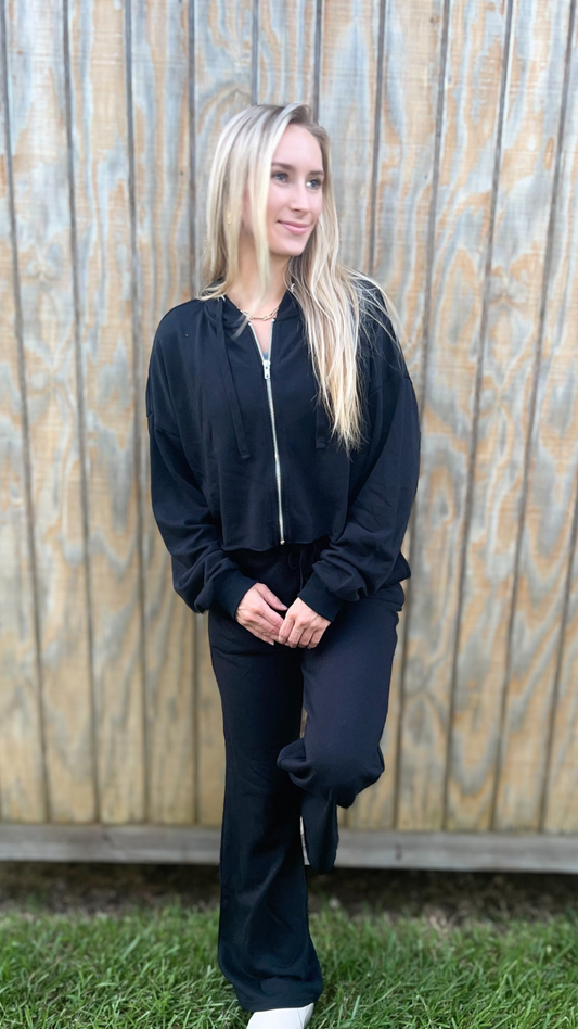 Crop Zip Up Terry Jacket