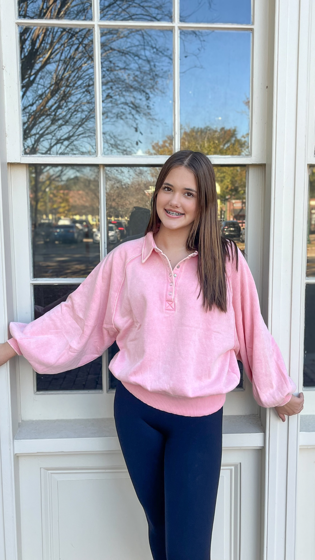 Acid Wash Fleece Button Up Pullover