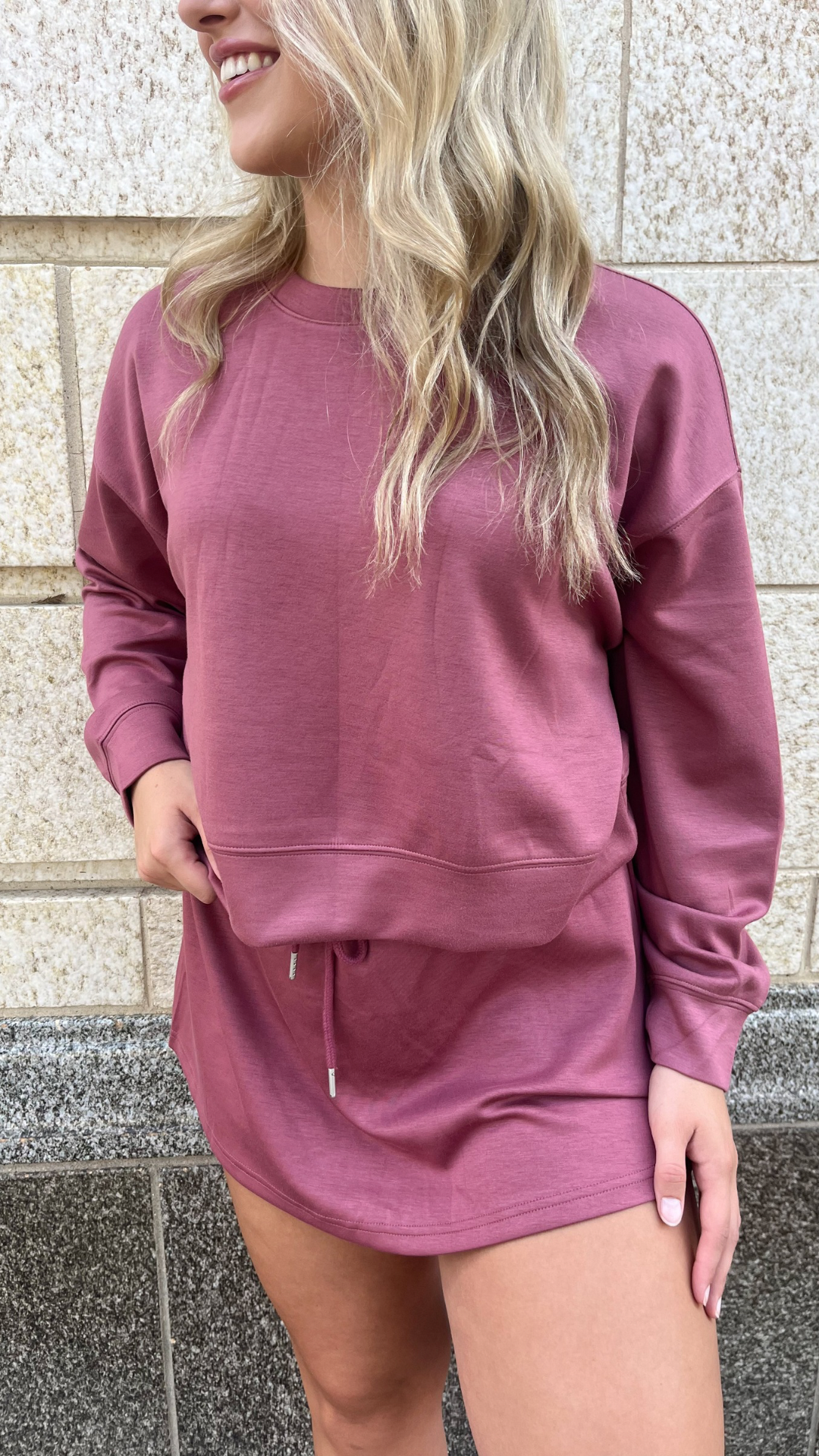 Dusty Rose Sweatshirt & Skort Set