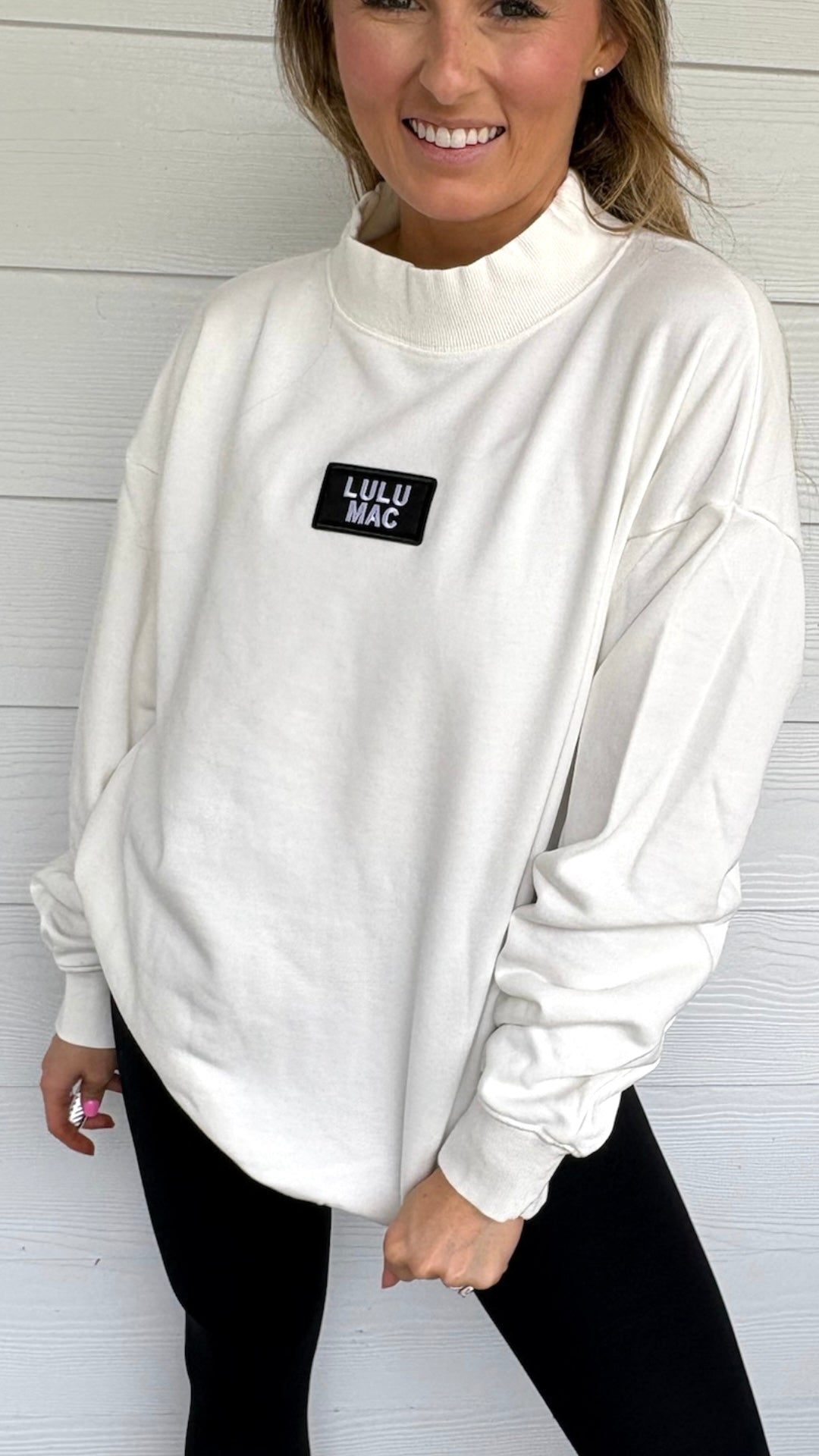 LULU MAC Mock Neck Terry LS Top