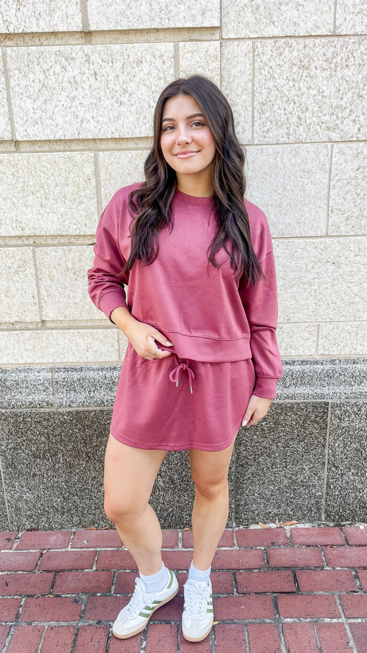 Dusty Rose Sweatshirt & Skort Set