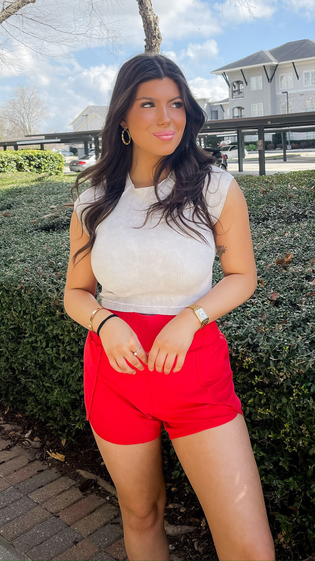 High Waist Athleisure Split Short