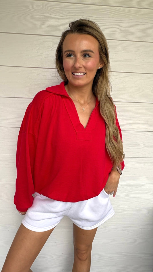 French Terry Collared Pullover