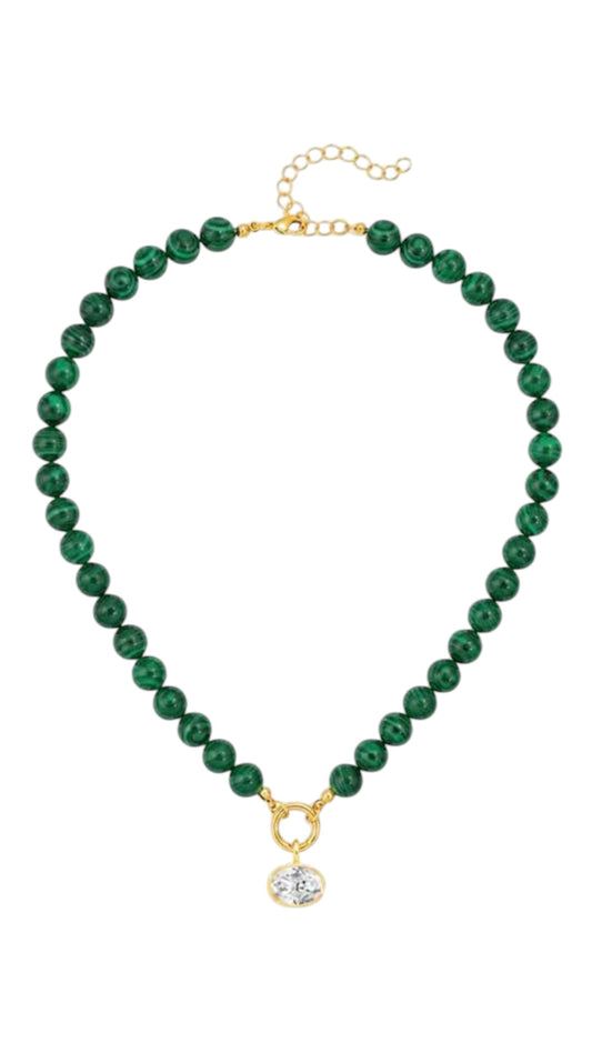 Peacock Stone Bead Necklace