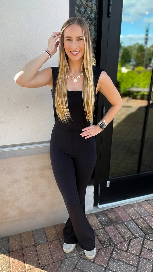 Twisted Back Flared Jumpsuit