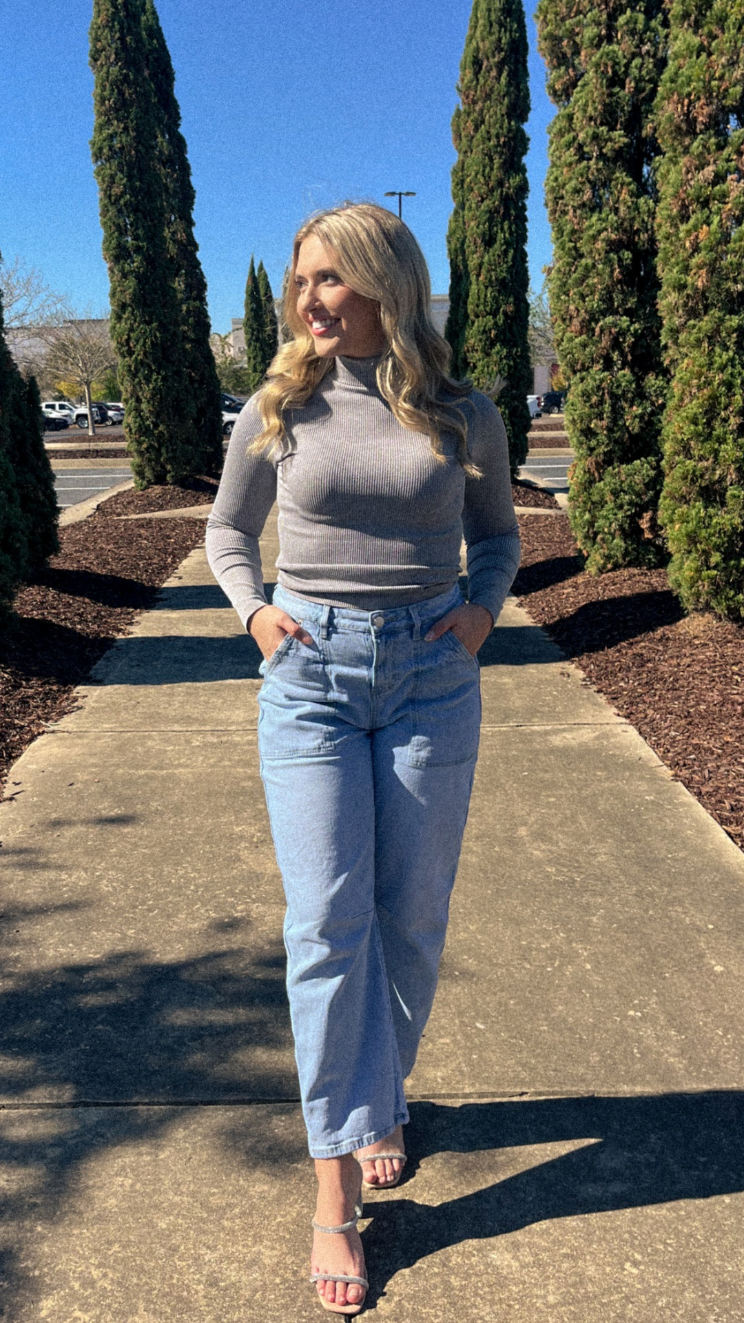 Seamless Ribbed Mock Neck Long Sleeve