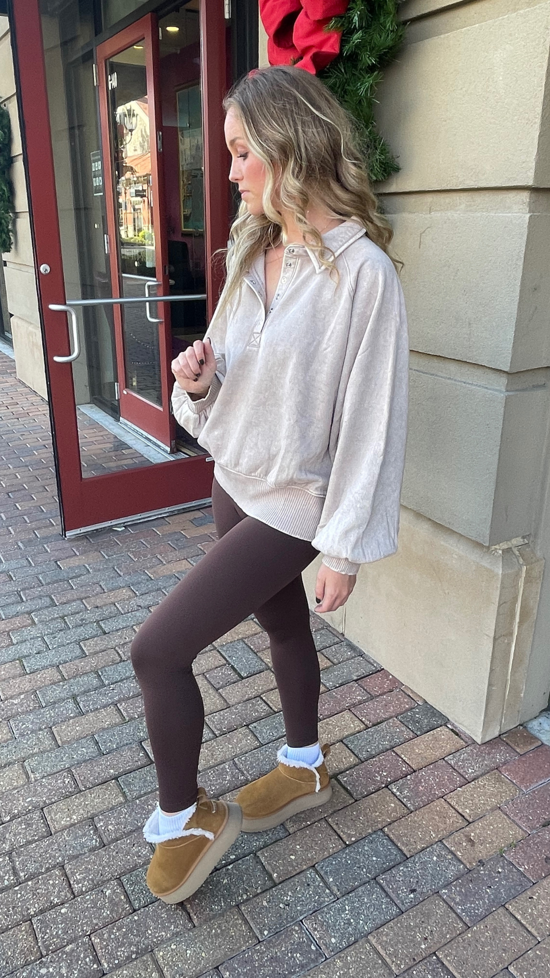 Acid Wash Fleece Button Up Pullover