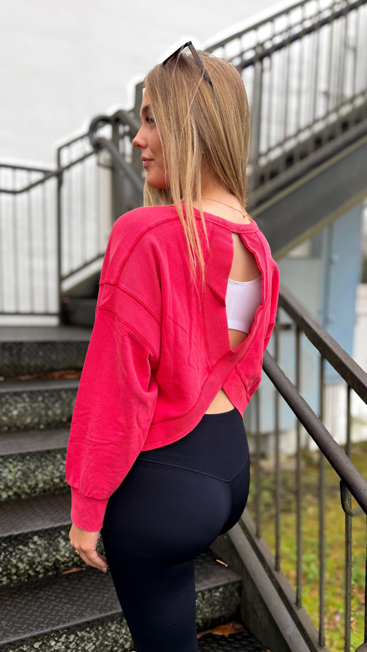 Mineral Wash Cutout Back Layering Sweatshirt