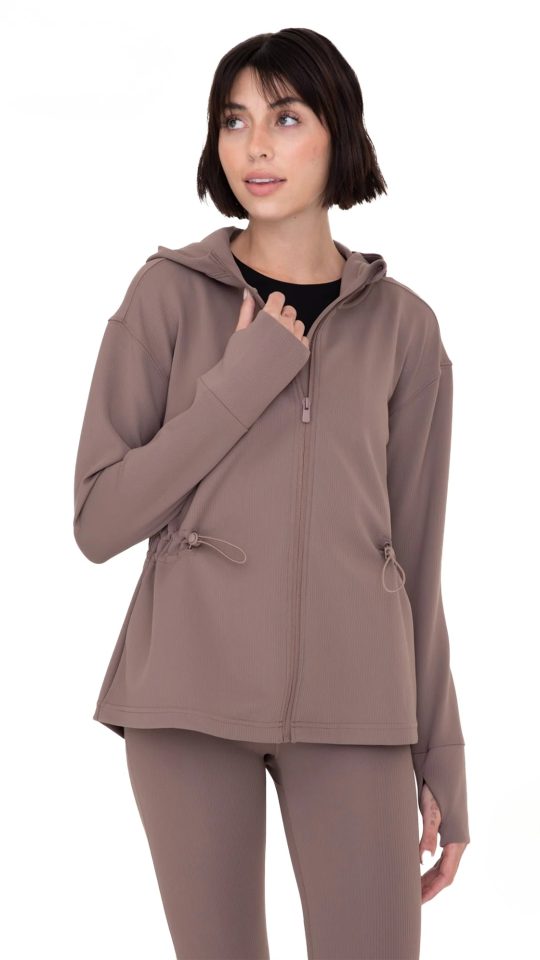 Jacquard Ribbed Hooded Jacket