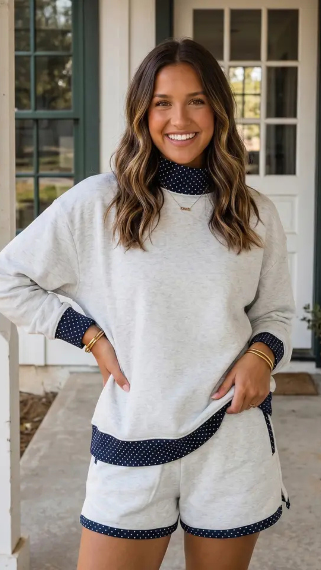 Polka Dot Mock Neck Set