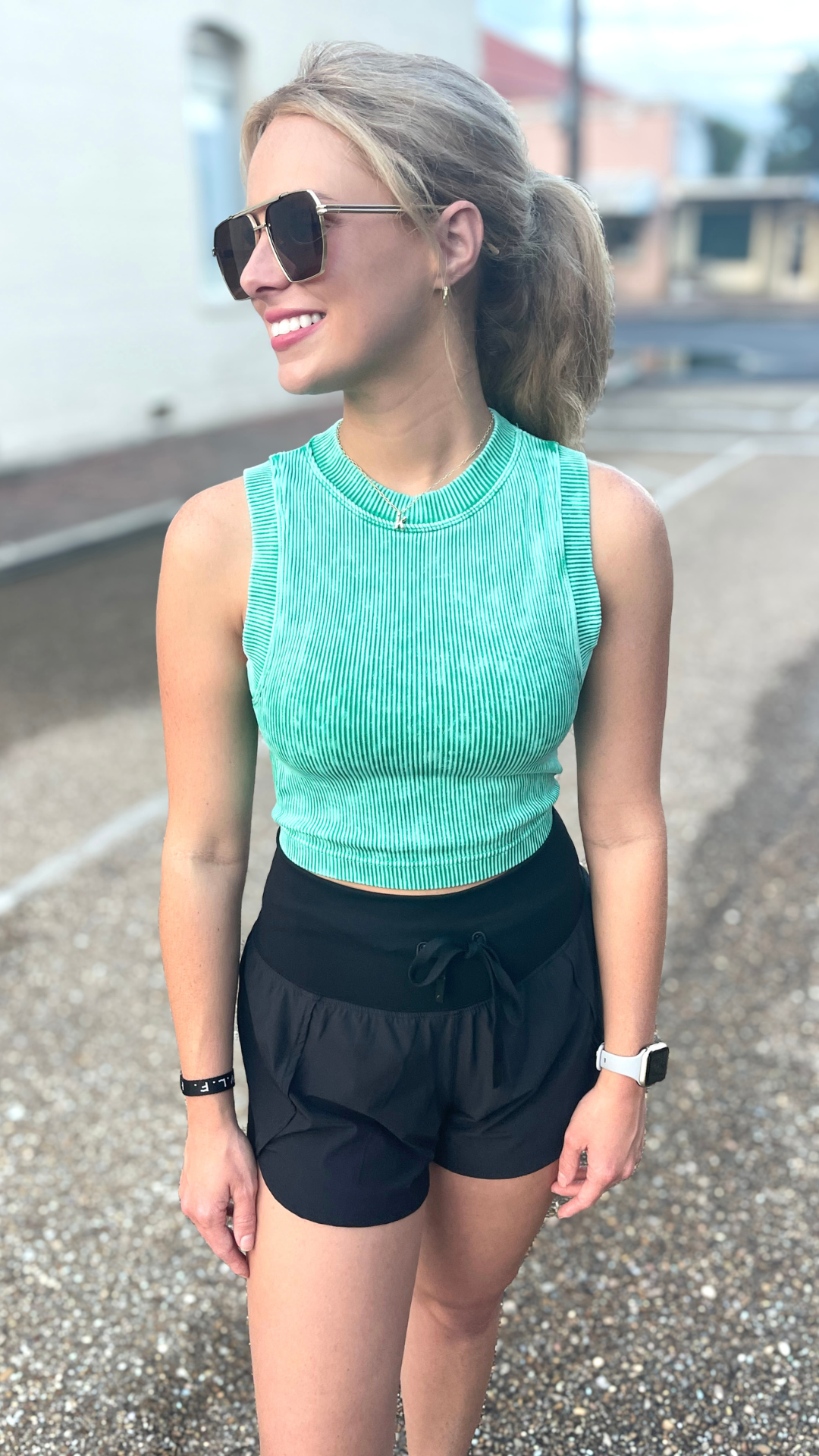 Stone Washed Ribbed Crop Top