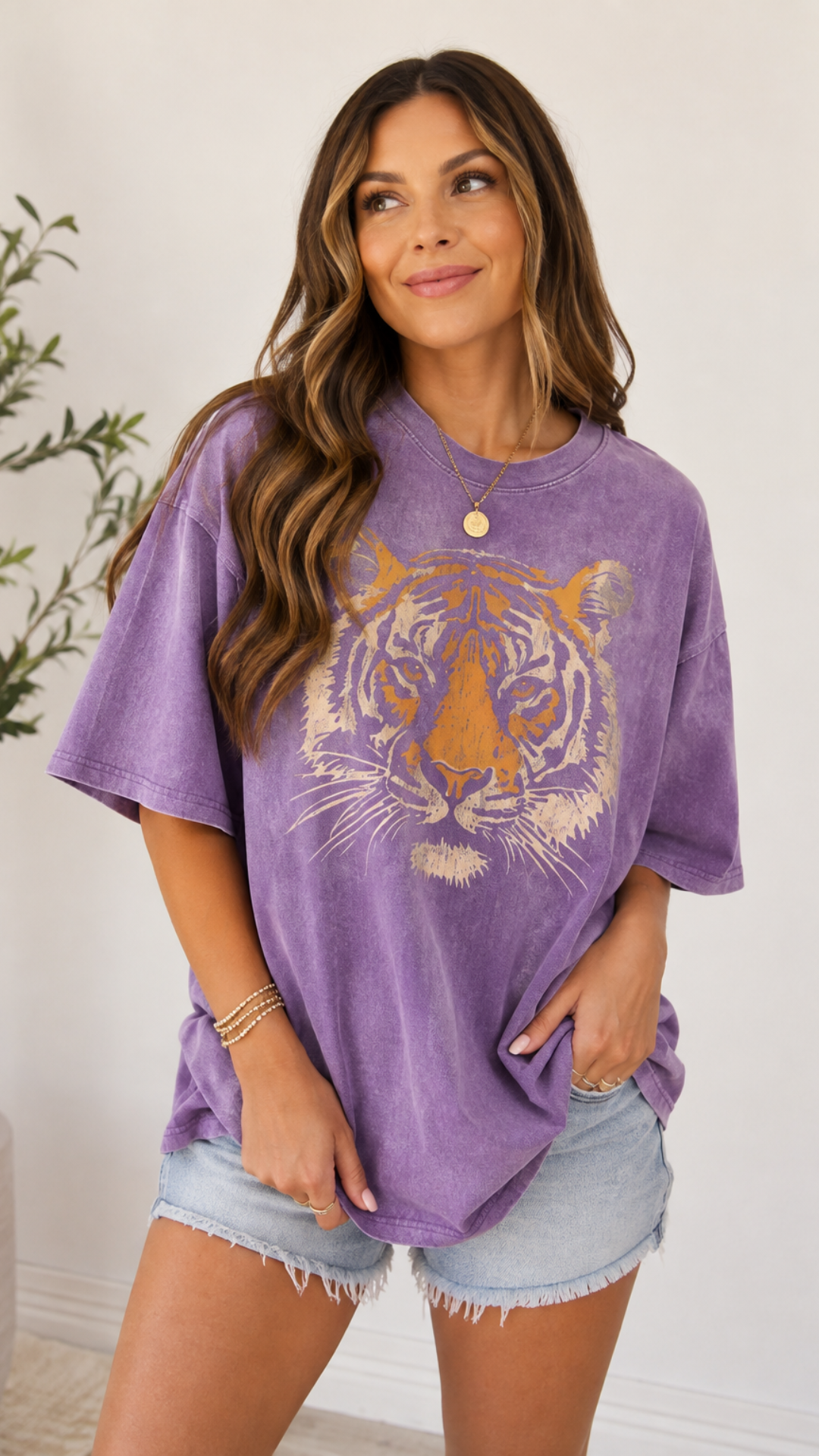 Acid Wash Oversize Tiger Tee