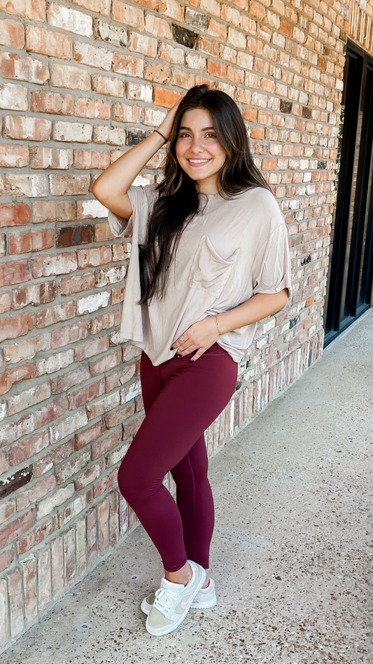 Slouchy Pocket Tee-Ash Mocha