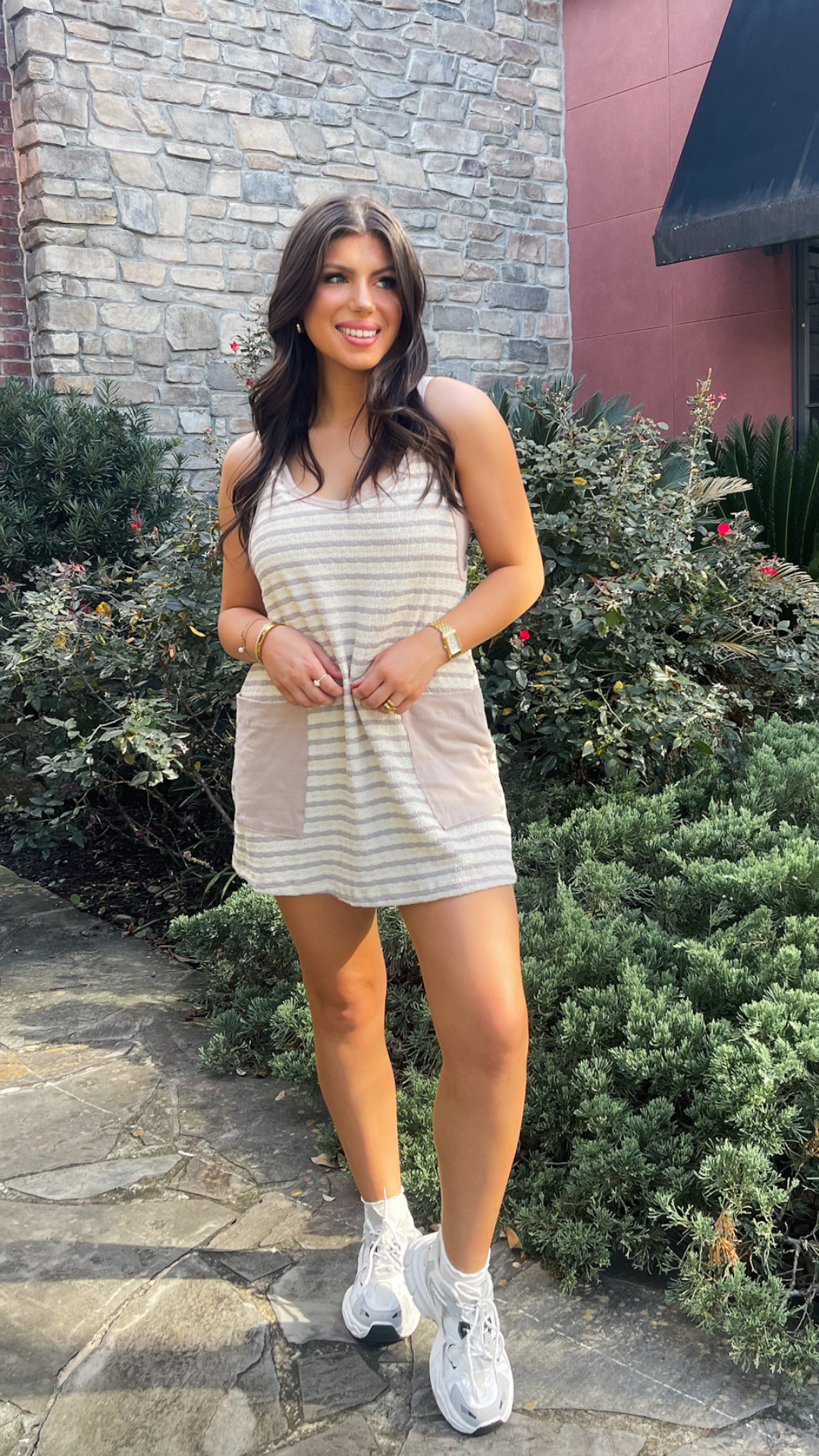 Stripe Mini Dress With Built In Romper