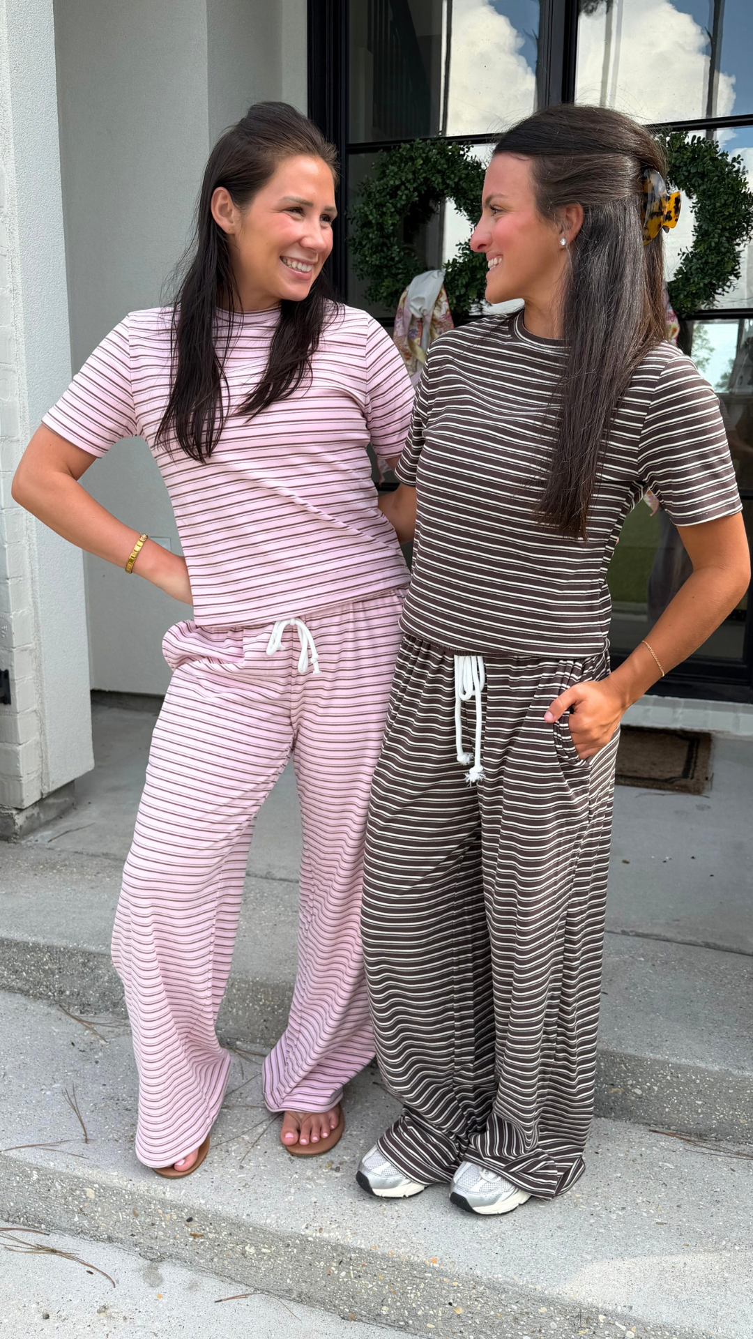 Mocha Striped Pant Set