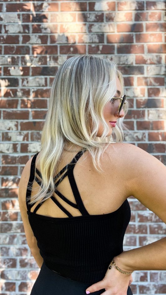 Strappy Back Crop Ribbed Seamless Tank