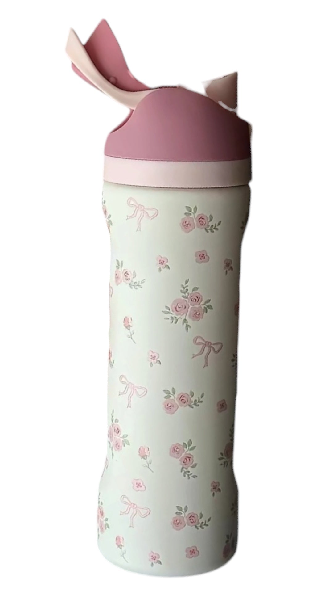Pink Floral Bow Water Bottle