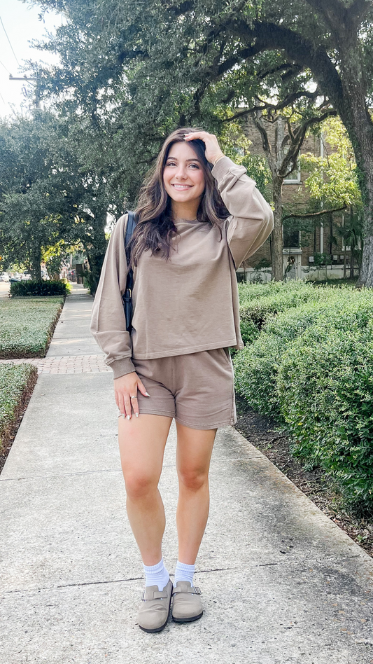 Washed Pullover & Shorts Set