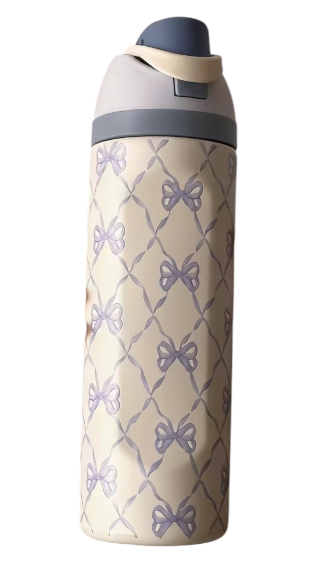 Blue Plaid Bow Water Bottle