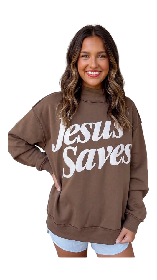 Jesus Saves Mock Neck