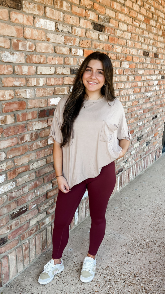 Slouchy Pocket Tee-Ash Mocha