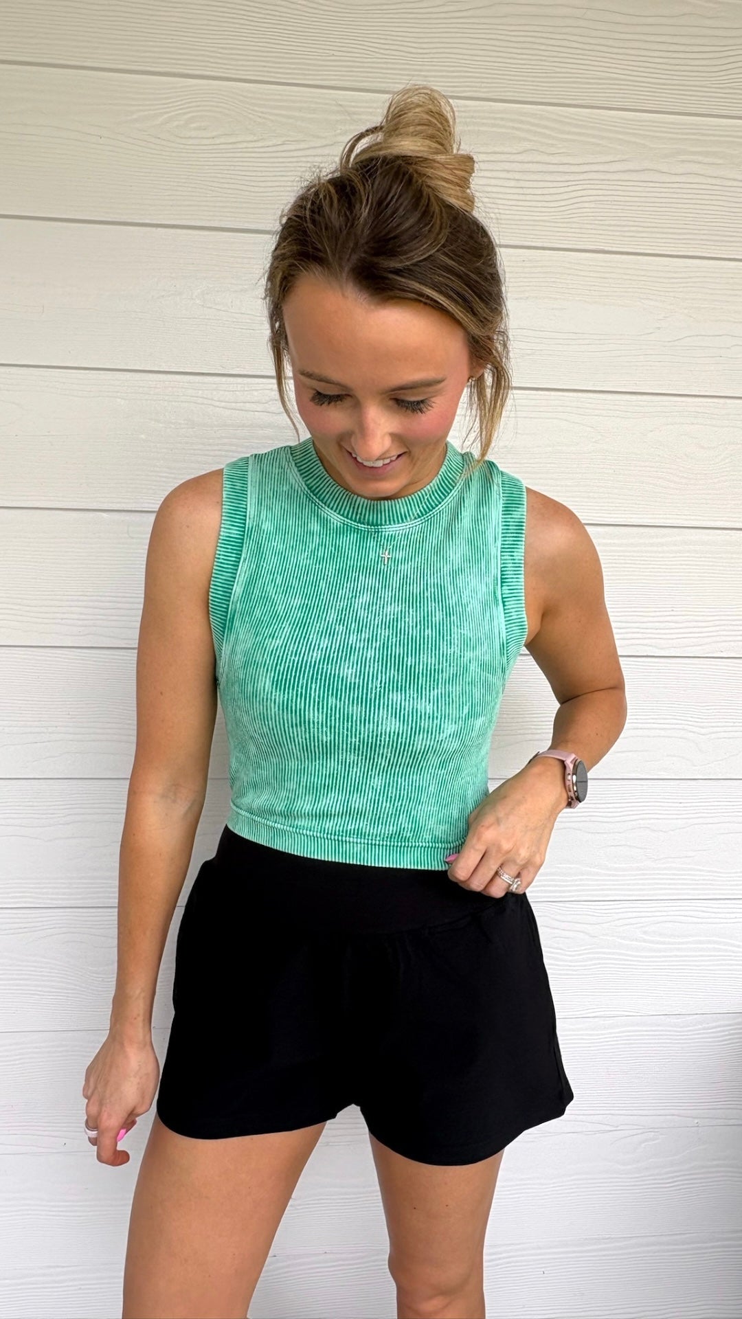 Stone Washed Ribbed Crop Top