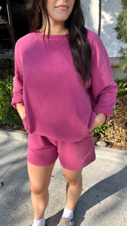 Washed Pullover & Shorts Set