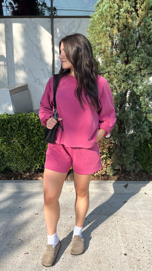 Washed Pullover & Shorts Set