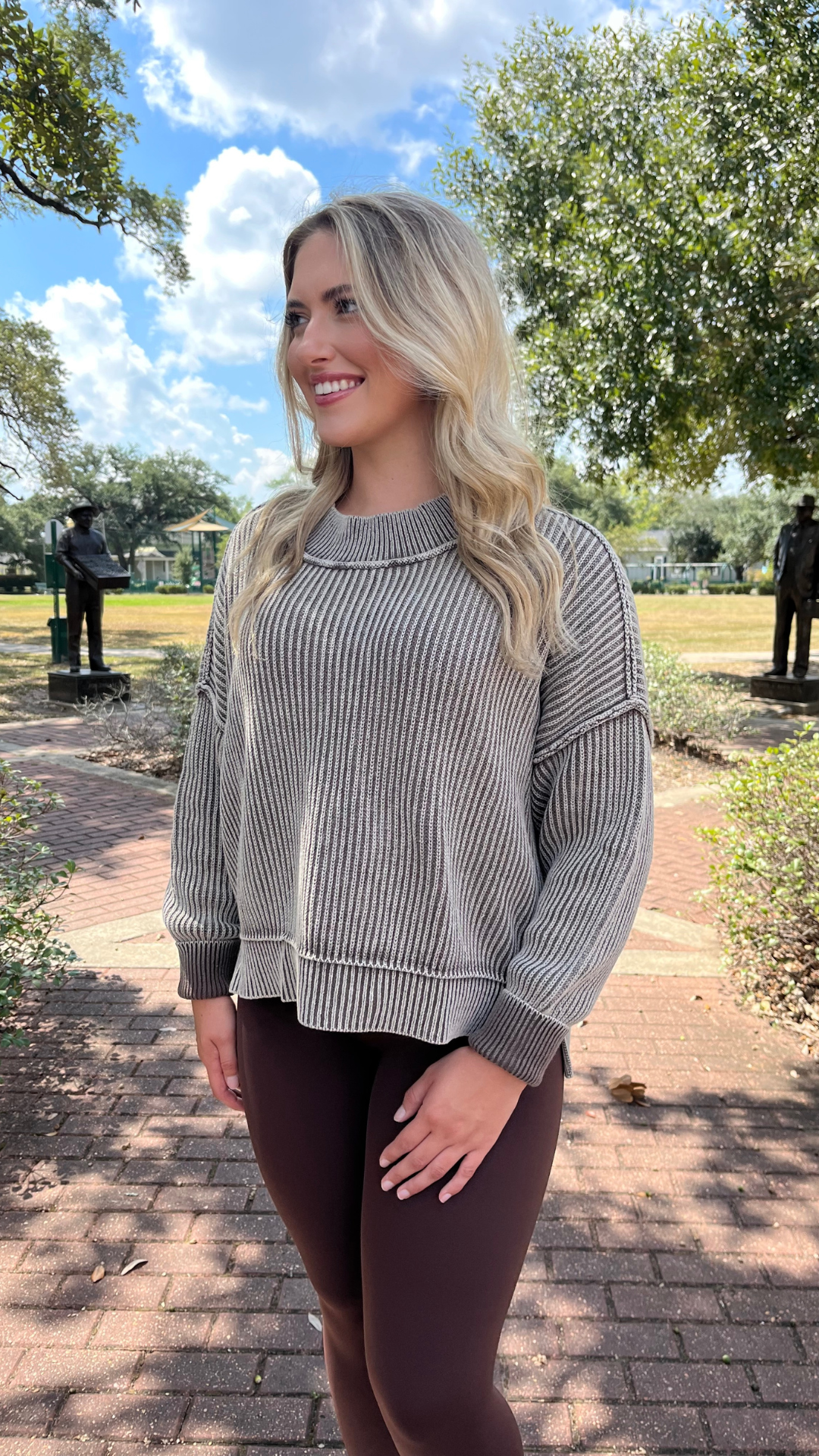Washed Oversize Pullover Sweater