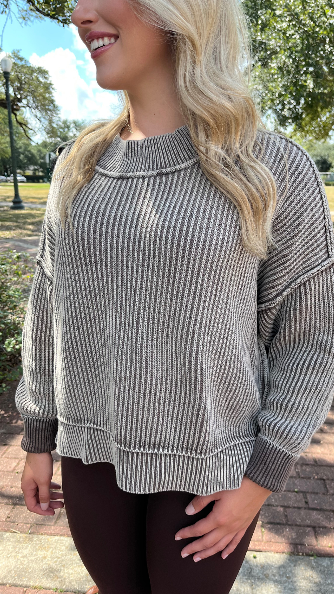 Washed Oversize Pullover Sweater