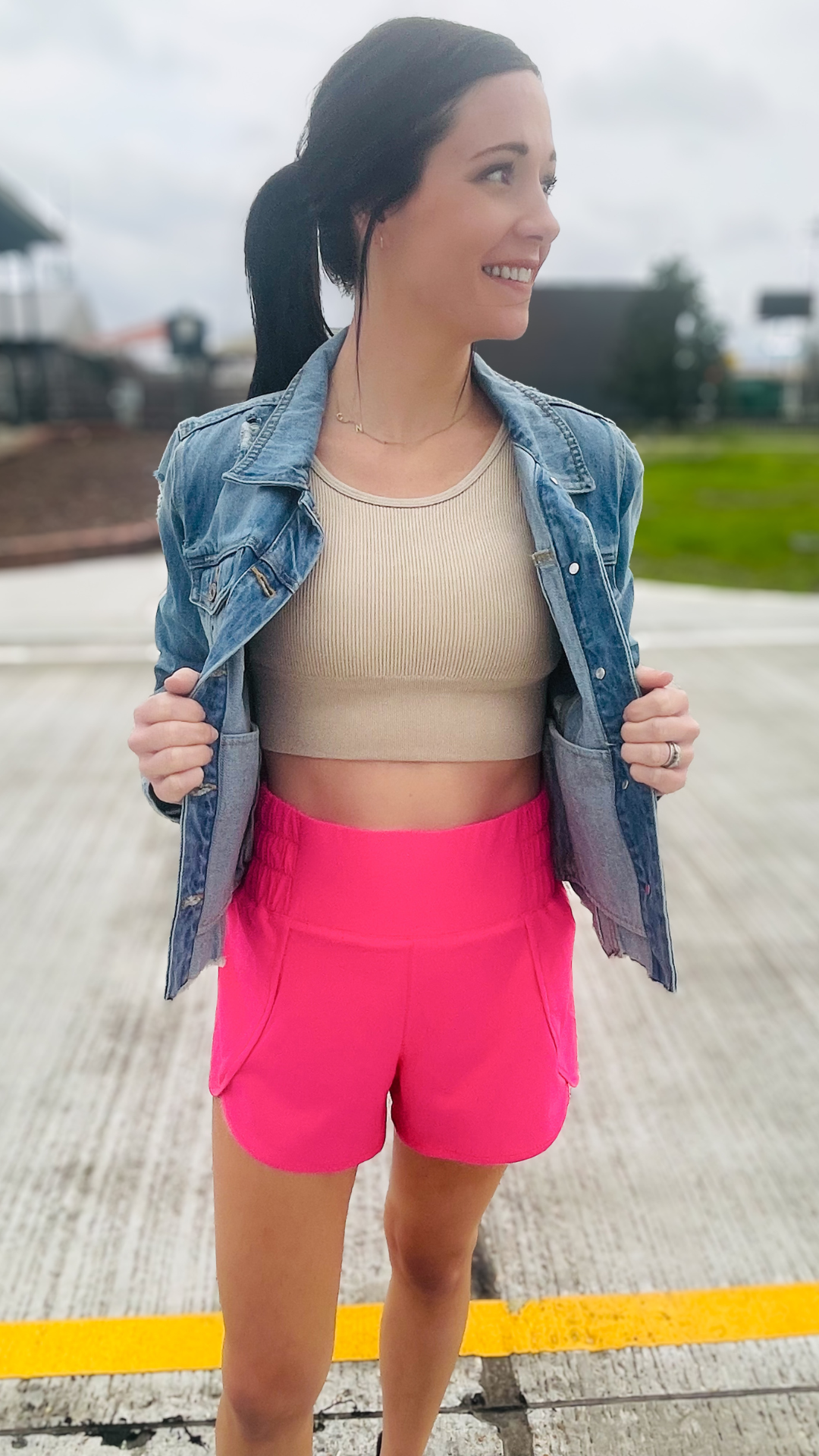 High Waist Athleisure Split Short