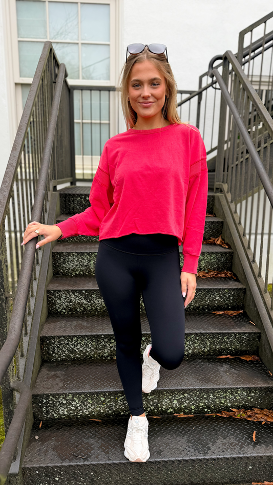 Mineral Wash Cutout Back Layering Sweatshirt