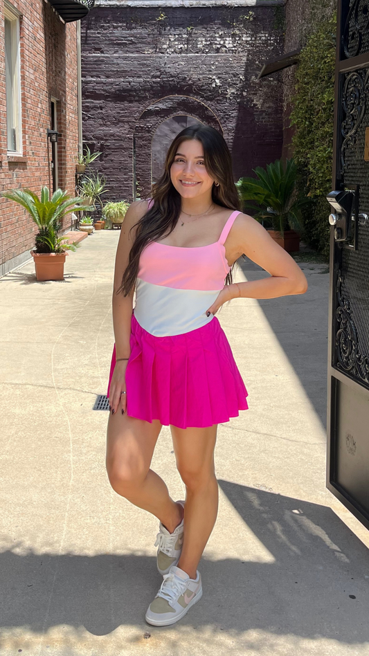 Color Block Athletic Skirt Romper