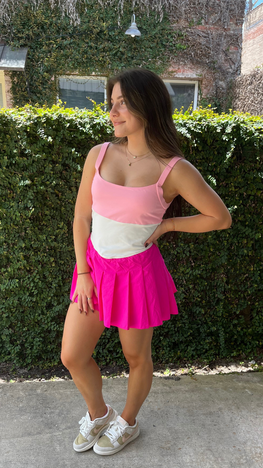 Color Block Athletic Skirt Romper