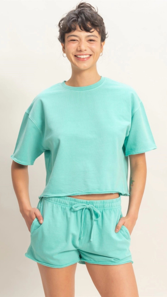 Raw Hem Tee Set