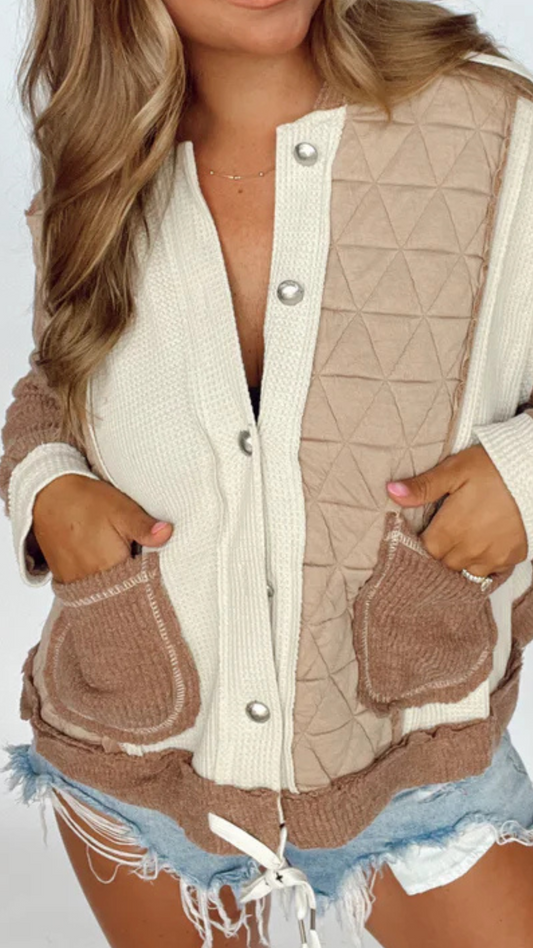 Mixed Hoodie Fabric Jacket
